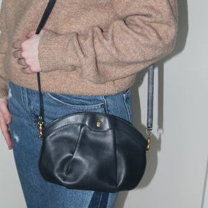 Navy Lorenzi Leather Crossbody